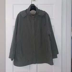 Vintage Giorgio Armani Golf Greenish Grey Women's Anorak Sz 12 Hood Funnel Neck